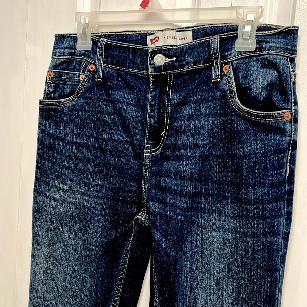 Levi’s 512 Dark Blue 5 Pocket Mid Rise Slim Taper Jeans Teen Size 20